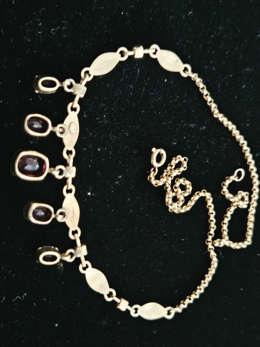 Victorian 12KT Gold Filled Festoon Necklace With Purple Faceted Stone 16" - Picture 10 of 11